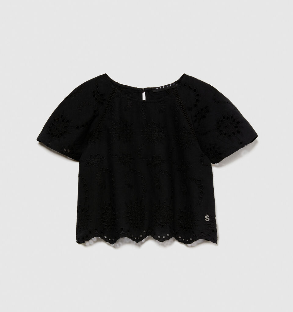 Embroidered top - girls' shirts and blouses - Black | Sisley Young image number 1